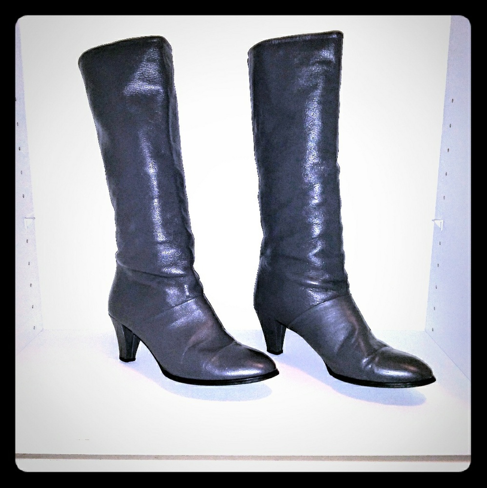 Gray Leather Boots